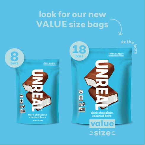 (3 3g 3 9.5oz UNREAL Dark Chocolate Coconut Bars Value Size Bags) | Vegan, Sugar, & Simple Ingredients | Non-GMO