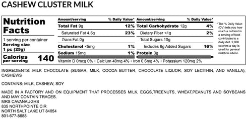 1 lb 65% 35%) Mrs. Cavanaugh's Cashew Cluster Mixed (Milk & Dark Chocolate