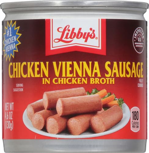 10g 4.6 oz. (Pack 6) Libby's Chicken Vienna Sausage in Chicken Broth, Ready to Eat Canned Sausage, Protein Per Serving