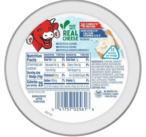 The Laughing Cow 24 Creamy Light Spreadable Cheese Wedges, ct.