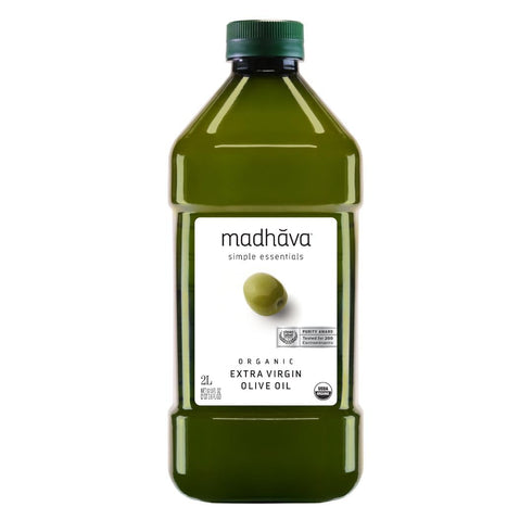 Madhava Organic Olive Oil, 2L Bottle, 100% Pure & Single Source, 67.8