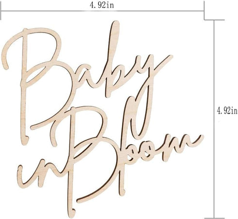 Hsybdnsk Baby in Bloom Side Cake Topper, Wooden Baby Shower Gender Reveal Cake Decoration for Pregnancy Announcement