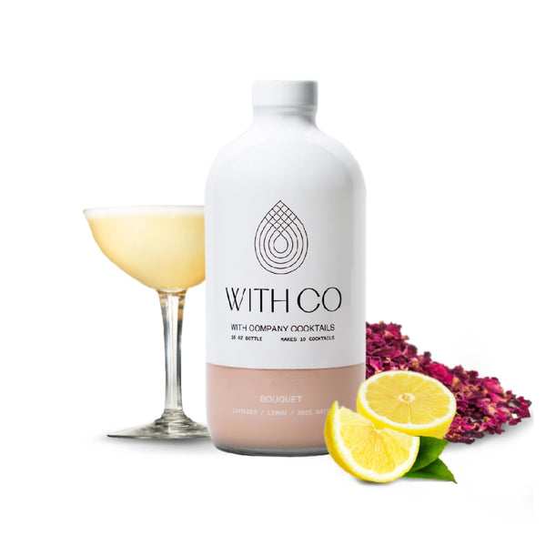 WithCo Bouquet Gimlet Craft Cocktail Mixer with Lemon, Lavender, and Rosewater Makes