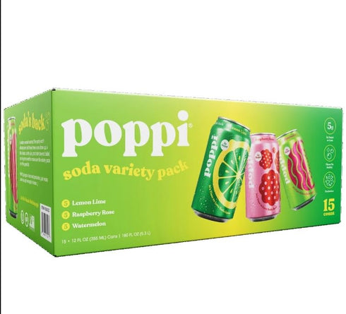 KD Chocolates Pack, 12 Popi Prebiotic Soda, Variety Fluid Ounce