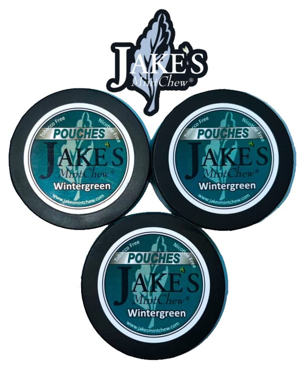 Jake's Mint Chew Wintergreen Pouches - 3 Pack