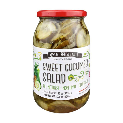 Set 32 Oz Sides and Salads Four Jars of Pickled Vegetables includes Red Cabbage, Sweet Cucumber Salad, Green Tomato