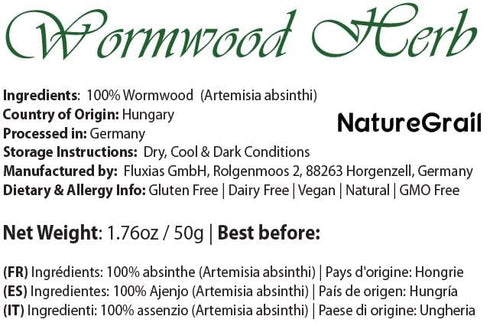 100% 1.76oz 50g Wormwood Herb - Used In Absinthe - Flavoring For Spirits And Wines, Including Bitters, Vermouth