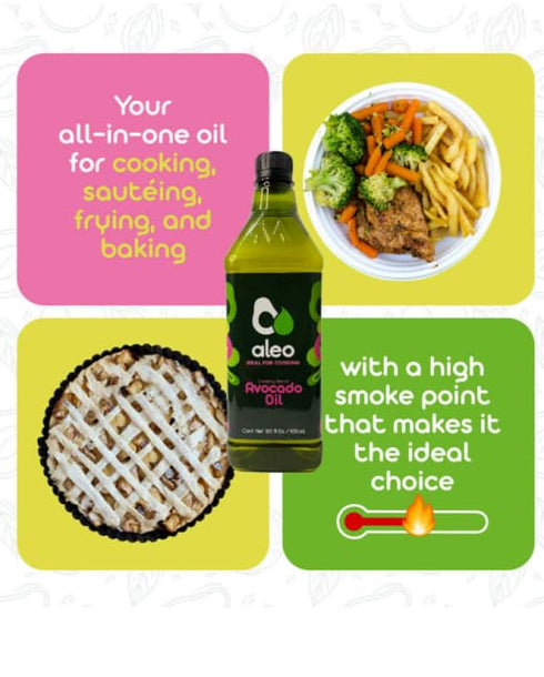 ALEO 32.1 O/950 ml , Cooking blend avocado oil, Keto, Perfect for frying, grilling, roasting & baking, Can help to keep