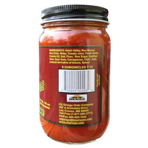 Hatch Valley New Mexico Red Chile Sauce -Hot Heat- (16oz Jar) by Ol’ Gringo