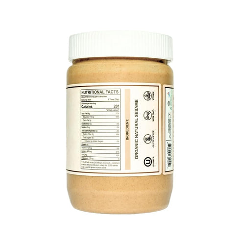 THE HOLLY TREE 16 oz (1lb) Hummus Organic Tahini Paste - Unhulled White Sesame Tahini Dressing - USDA Certified, Gluten