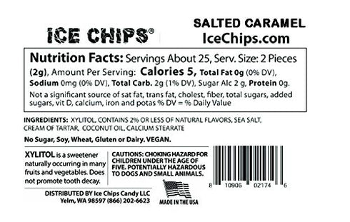 ICE CHIPS Xylitol Candy Tins 5.28 oz (Salted Caramel, 3 Pack) - Includes BAND