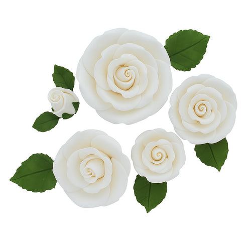 Global Sugar Art Exquisite Edble Rose & Leaf Sugar Cake Flowers Tray