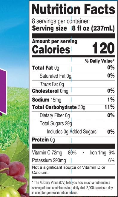 100% 64 Oz (Pack 8) Langers Juice with Vitamin C, Apple Grape, Fl