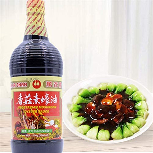 Wan Ja Shan Vegetarian Mushroom Oyster Sauce 33.8 fl oz, Vegan, Non-GMO, No MSG Added, Naturally Brewed
