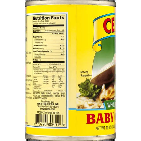 10 oz Cento Whole Baby Clams - Can