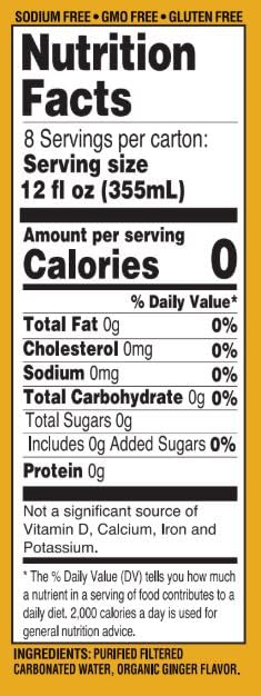 12 Oz (Pack 8) Langers Organic Flavored Sparkling Water, Ginger, Fl
