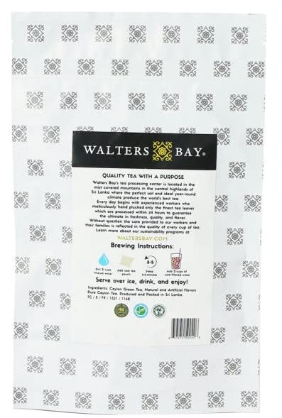 Walters Bay Mango Passion Fruit Green Iced Tea - 12 Quart Sized Tea Bags, Unsweetened Tropical Flavored Ceylon Tea