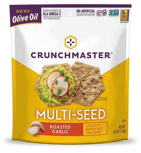 8 Pack Pack 2 Crunchmaster Cracker Variety MultiSeed Roasted Garlic, MultiSeed Sea Salt, Multigrain White Cheddar
