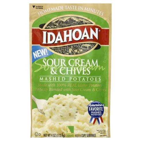 Idahoan Sour Cream and Chives Mashed Potatoes 4 oz. (Pack of 4)