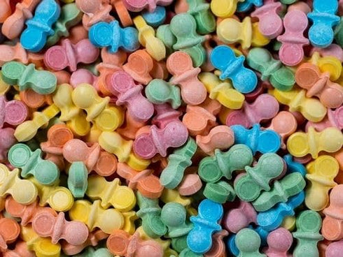 (1LB) Bayside Candy Pacifiers Candy | Uncoated Fruit Flavored | Pacifier Shaped Pressed Candy