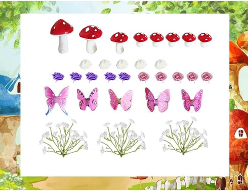 DiDida Fairy Mushroom Garden Cake Topper for Fairy Birthday Baby Shower