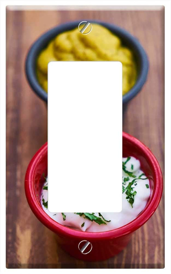 Yuatuwaw Switch Plate Single Rocker/GFCI - Sauce Mustard Mayonnaise Healthy Eating Delicious