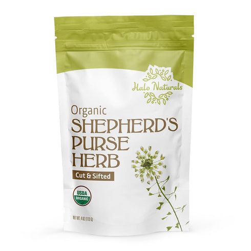Halo Naturals 4 Packaged Organic Shepherd's Purse Herb Cut & Sifted, Ounces (Capsella bursa pastoris) USDA Certified |