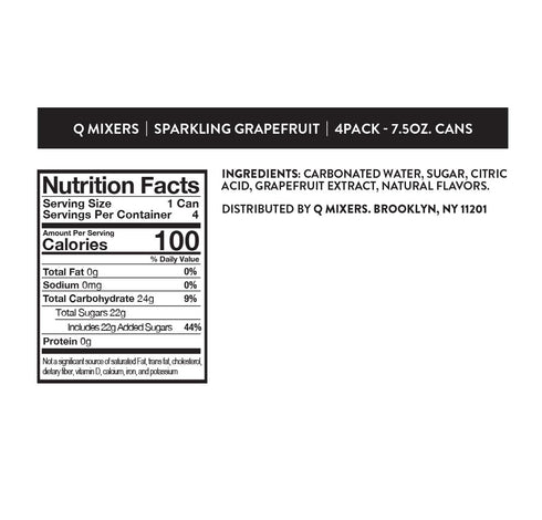 100 7.5 oz (Pack 24) Q SPARKLING GRAPEFRUIT with Real Grapefruits, Ideal for Cocktails & Mocktails- Made with Real