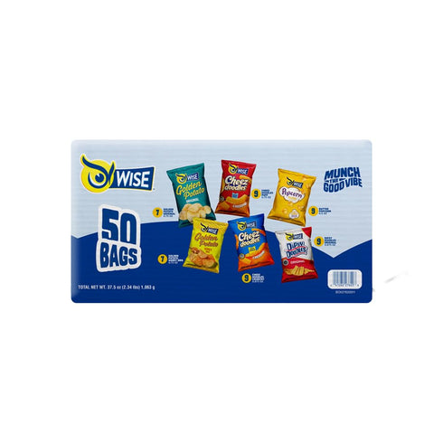 Pack (50 Count)- Wise Snacks Variety Chips Grab & Snack Potato Chips Individual Bags - Assorted Flavors - Convenient