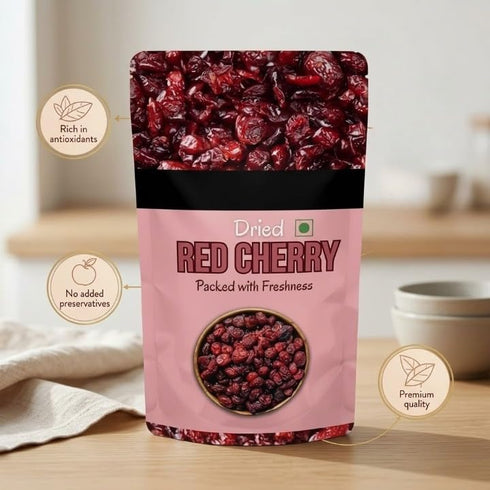 Generic 200g Dried Red Cherries,Vegan and Gluten Free | Without Sugar | Ice Cream, Cakes and Shakes Decoration |