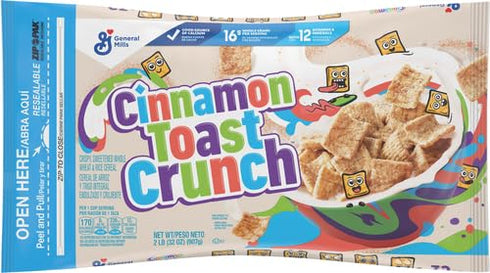 Bag,32 oz,(Pack 6) Cinnamon Toast Crunch Breakfast Cereal,Crispy Cinnamon Cereal,Value