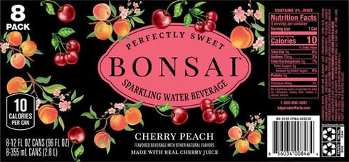 Bonsai 12 oz 8 pack Cherry Peach Sweetened Sparkling Water, fl cans