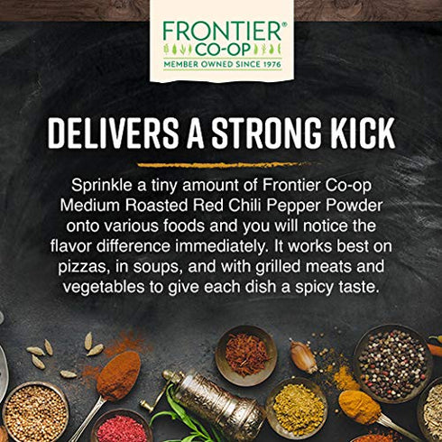 1 lb Frontier Co-op Organic Chili Powder, Bulk Bag - Medium Roasted Red Chili Powder - Kosher, Non-Irradiated - Ground