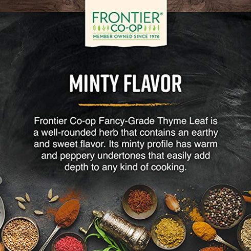 Frontier Co-op Fancy Thyme Leaf, Whole, 1-Pound for Marinades, Veggies, Stews, and Cheese Dishes