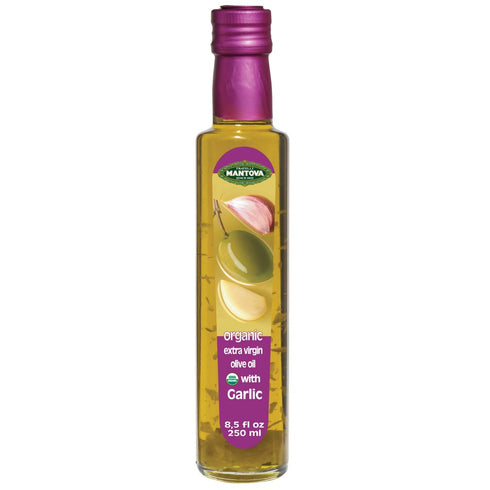 Mantova USDA Organic Garlic Extra Virgin Olive Oil (EVOO), Cold-Pressed, Imported from