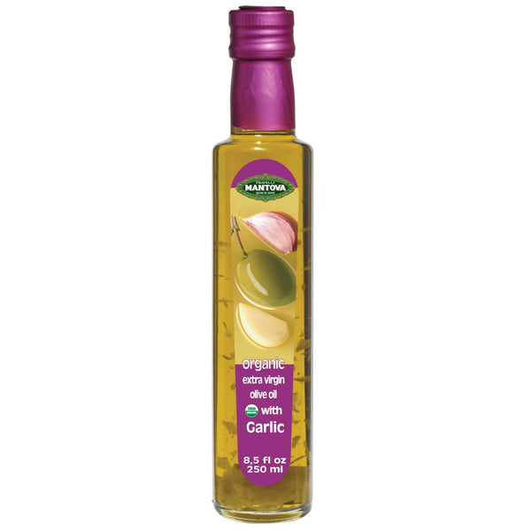 Mantova USDA Organic Garlic Extra Virgin Olive Oil (EVOO), Cold-Pressed, Imported from