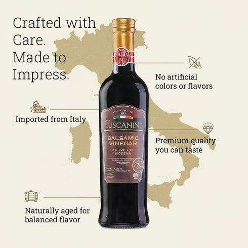 6% 16.9oz Tuscanini Balsamic Vinegar of Modena Italy, Acidity, | Premium Chef Grade Quality | Glass Bottle | Certified