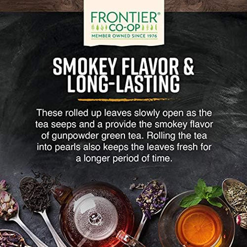 1-Pound Frontier Co-op Organic Gunpowder Green Tea Leaves, Bulk, Smokey Green Tea, Maintains Freshness, Kosher, Fair