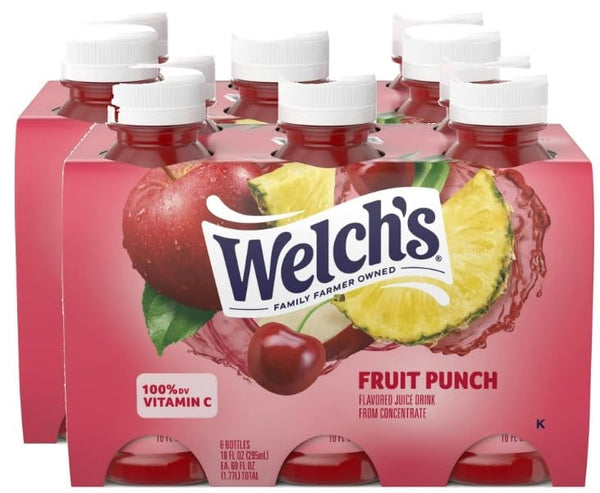 KD Chocolates Walch's Fruit Punch Juice Drink, 10 fl oz On-the-Go Bottle