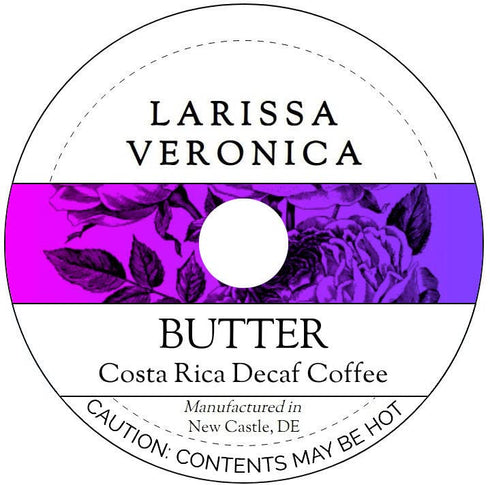 Larissa Veronica Butter Costa Rica Decaf Coffee (Single Serve K-Cup Pods) (Gourmet, Naturally Flavored,