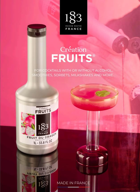 1883 1 Dragon Fruit Pure Premium French Fruit Pure for Cocktails, Smoothies, Desserts & More Vibrant Exotic Flavor