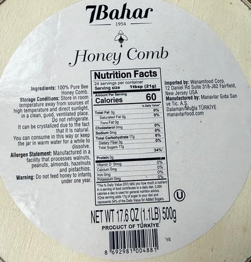 Generic 7Bahar Package, 17.6 Oz, Pack 2 Pure Honeycomb Honey, Natural Bee Honeycomb in Wooden