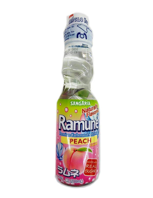Ramune Peach Flavor Japanese Marble Soda - Delicious Refreshment