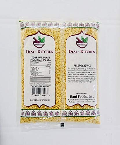 DESI KITCHEN AUTHENTIC INDIAN PRODUCTS 2Lb (32oz) Desi Kitchen Toor Dal (Split Pigeon Peas) By Rani Foods Inc