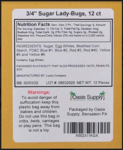 Lucks Ladybug Sugar Decorations for Cupcakes and Cakes, 24 Pk
