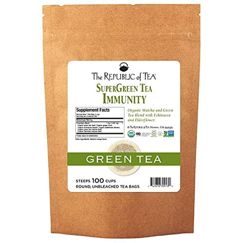 The Republic of Tea Organic Immunity SuperGreen Green Tea, Refill Pack of
