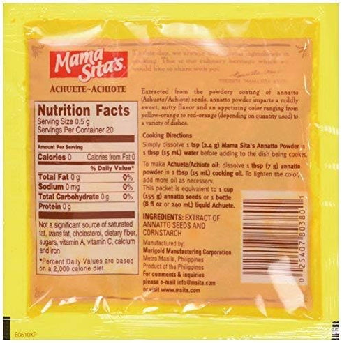Mama Sita's Achuete Annatto Powder, 1/3oz (10g), 6 Pack