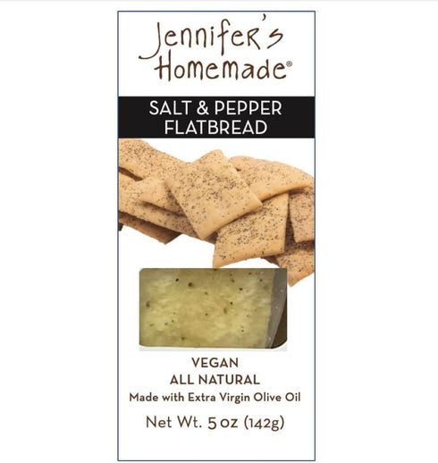 JENNIFERS HOMEMADE Salt & Pepper Flatbread, VEGAN All Natural, Made with extra