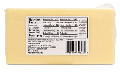 Generic Monterey Jack Cheese , A smooth-textured with an easy-to-melt quality that makes it terrific for cooking. Slice