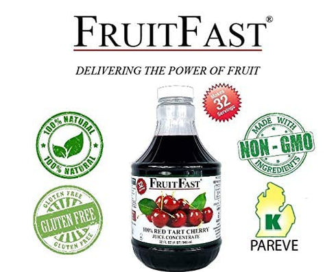 (32 OZ) 68 100% Red Tart Cherry Juice Concentrate by FruitFast - FL Unsweetened, Brix Pure Concentrated Juice - Dark